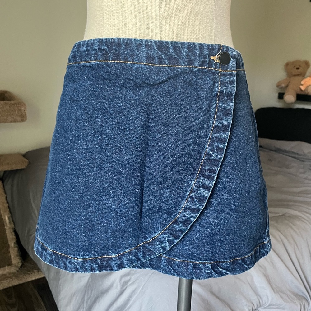 mini denim wrap skirt